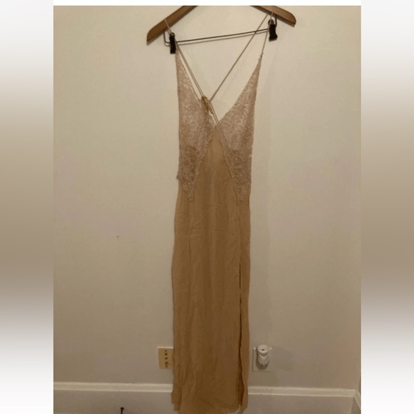 24. Free People Ivory Sheer Current Obsession Lace Maxi Slip Dress - Picture 5 of 6